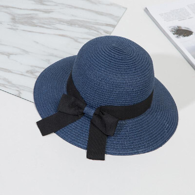 

Women Hat Summer Fall Sunscreen Bow Straw Weaving Hat Wide Brim Foldable Travel Beach Hats Suns Visor UV Protection Cap