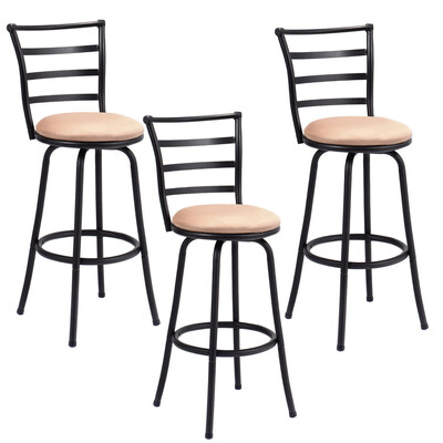 

Set of 3 Steel Frame Counter Height Modern Swivel Bar Stools