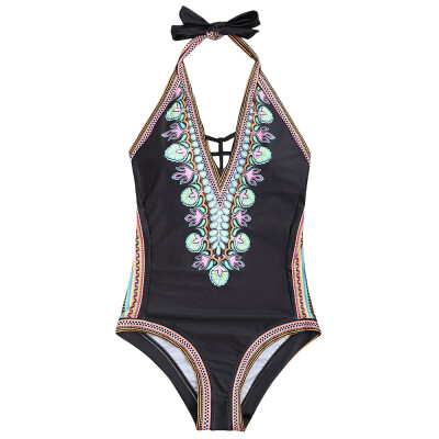 

Low Back Halter Printed Swimsuit