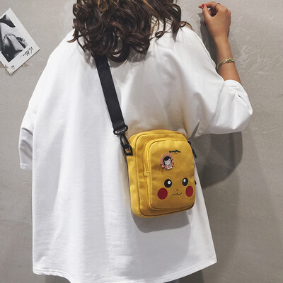 

New summer small bag female new 2019 tide Korean version of the wild cartoon cute Pikachu bag canvas Messenger bag