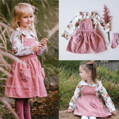 

Toddler Girl Clothes Tutu Dress Floral Shirt Tops Princess Strap Skirt Outfits