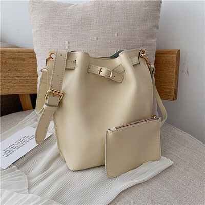 

North bag texture small bag women 2019 new Korean version of single shoulder Joker Messenger bag very simple bucket steamed stuffe