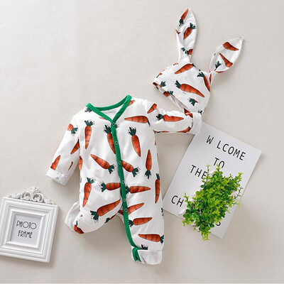 

Cute Newborn Kids Baby Boys Girls Carrot Clothes Romper Jumpsuit Hat Warm Warm