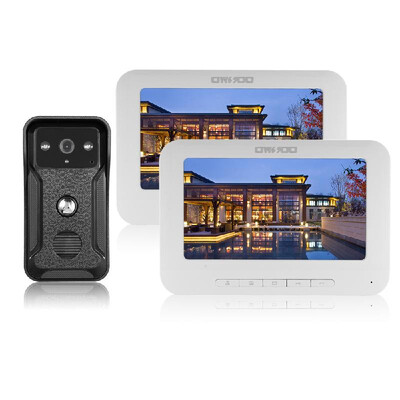

OWSOO 7 inch Wired Video Doorbell 2 Indoor Monitor with IR-CUT Rainproof & 1 Outdoor Camera Visual Two-way Intercom Audio Remote U
