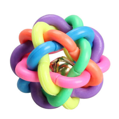 

Pet Dog Cat Toy Colorful Rubber Round Ball with Small Bell Toy  Size