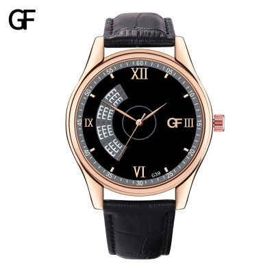 

Gobestart New Fashion High-End Mens Quartz Letter Watch Leather Strap Mens Watch