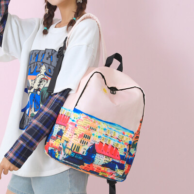

Graffiti Chao Brand Printed Shoulder Backpack Street Bag Originally Waterproof Canvas Travel College Forestry Department
