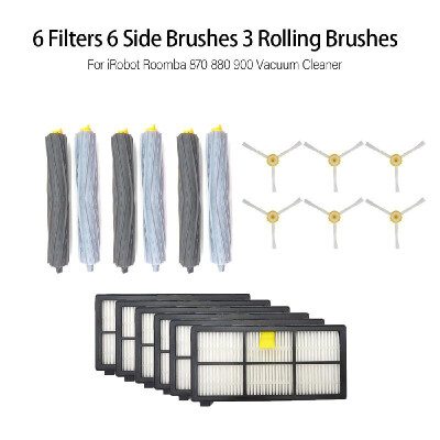 

6 Filters 6 Side Brushes 3 Rolling Brush for iRobot Roomba 870 880 900 Vacuum Cleaner