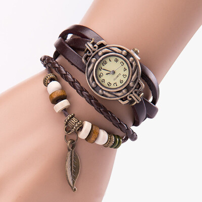

2018 Fashion Ladies Watches Women Luxury Leaf Leather Wrist For Women Bracelet Vintage Sport Clock Watch Christmas Gif