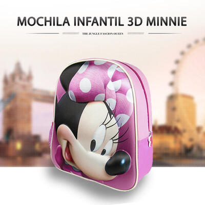 

Disney Cartoon 3D Minnie Print Backpacks For Kids Girls School Bag With Air Cushion Belt