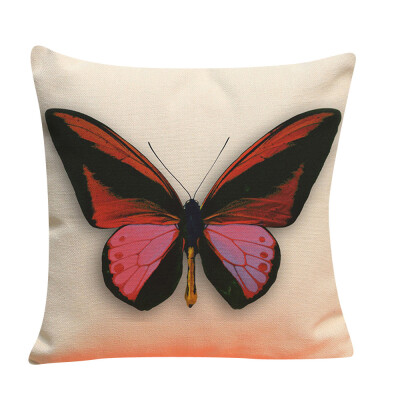 

〖Follure〗Butterfly Painting Linen Cushion Cover Throw Waist Pillow Case Sofa Home Decor A