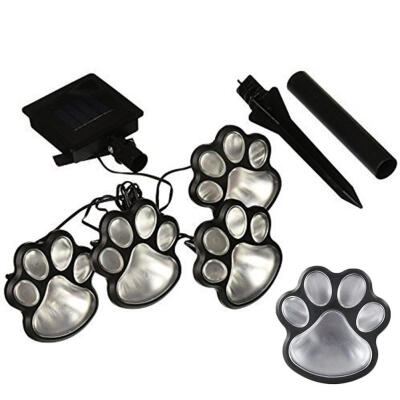 

4 Solar Cat Animal Paw Print Lights Garden Outdoors Lantern LED Path Lamp