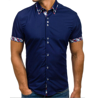 

Mens Summer Short Sleeve Shirts Casual Cotton Formal Slim Fit Shirt