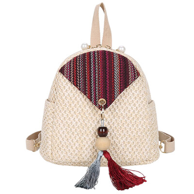 

Woman 2019 New Woven Backpack Fashion Messenger bag Summer Straw Shoulder Bag