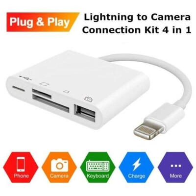 

4 in 1 USB Camera Connection Kit SD Card Reader Adapter for Apple iPadiPhone