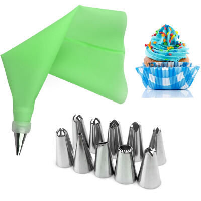 

Food Grade Silicone Pastry Bag Tips Kitchen DIY Cream Reusable Nozzle Set Cake