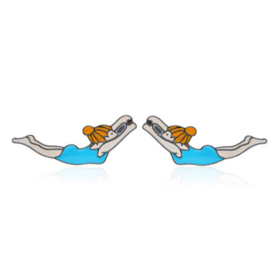 

Swimming Gilr Enamel Pins Badge Lapel Sports Fan Player Swimmer Jewelry Brooches