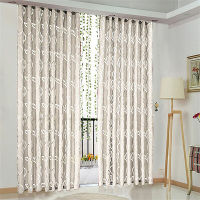 

Gobestart 2 PCS Vines Leaves Tulle Door Window Curtain Drape Panel Sheer Scarf Valances
