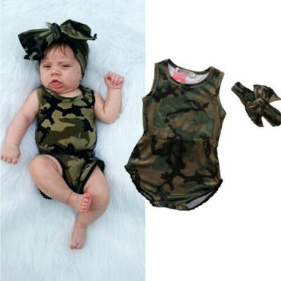 

US Camo Toddler Baby Girls Camo Romper Jumpsuit One-Pieces Clothes Outfits 0-24M