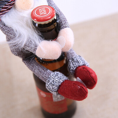 

New Christmas Decoration Santa Claus Holding Wine Bottle Doll Xmas Dinner Party Table Decor