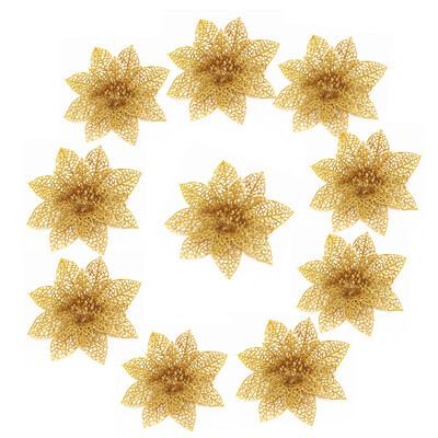 

Toponeto 10PcsSet Christmas Flowers Trees Xmas Decor Glitter Wed Birthday Party 10cm
