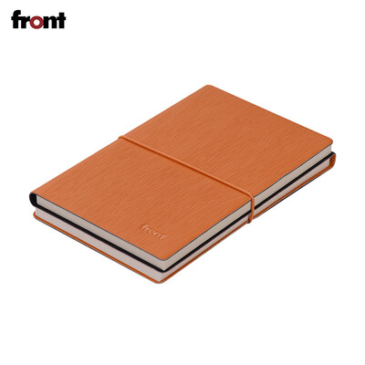 

front Portable A6 Notebook PU Leather Soft Cover with Elastic Closure Lined Blank Paper Travel Journal Daily Notepad for Business