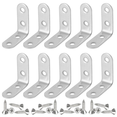 

10PCS Right Angle Bracket  Shape Corner Brace Joining Fixing Repair with Screws