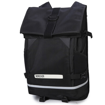 

Computer double shoulder bag large capacity men&women folding roll cover travel bag student schoolbag trendy cycling luminous