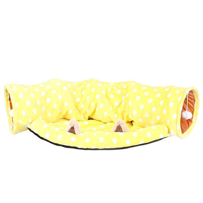 

Dog Cat 2 Way Tunnel Kitten Plaything Collapsible Pet Toys with Pet Bed