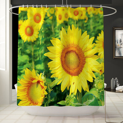 

〖Follure〗Sunflower Shower Curtain Floor Mat Four-piece Bathroom Mat Set