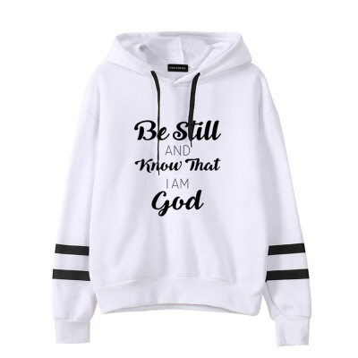 

Fashion Be Still And Know That I Am God Letter Printed Hoodie Casual Hooded Sweatshirt Pullover Hoody Tops