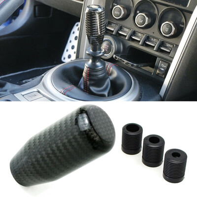 

Universal Car Carbon Fiber Style Black Gear Shift Knobs Shifter Lever Adapters