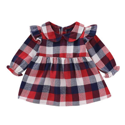 

Princess Plaid Dress Cotton Soft Doll Collar Toddler Girls Elegant Clothing