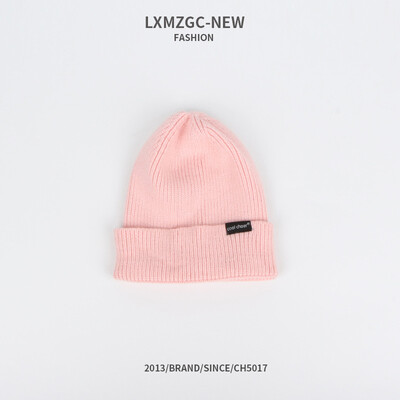 

Hot sell tide hat Korean version of Macaroon knitted hat solid color warm wind-proof hair-haired hat curled-edge parent hat