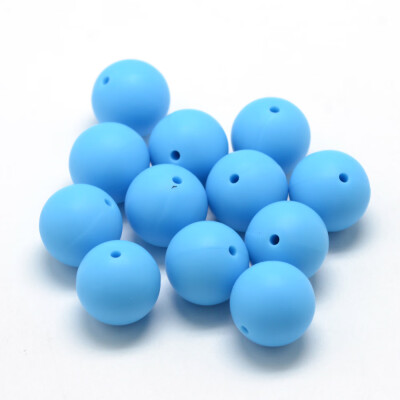 

Food Grade Environmental Silicone Beads Chewing Beads For Teethers DIY Nursing Necklaces Making Round DeepSkyBlue 1415mm Ho