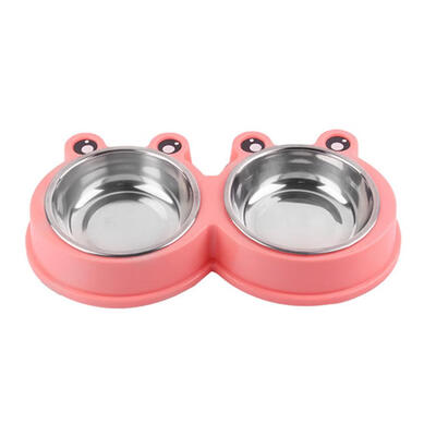 

Stainless Steel Pets Double Bowls Non-Slip Dog Puppy Cats Food Water Feeder