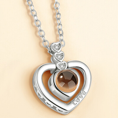 

Necklace Pendant Hidden Text 100" I Love You Necklace