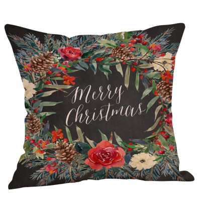 

Tailored Merry Christmas Pillow Cases Cotton Linen Sofa Cushion Cover Home Decor