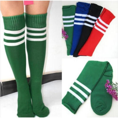 

Women Men Unisex Athletic Stripe Sports Football Running Knee High Tube Socks