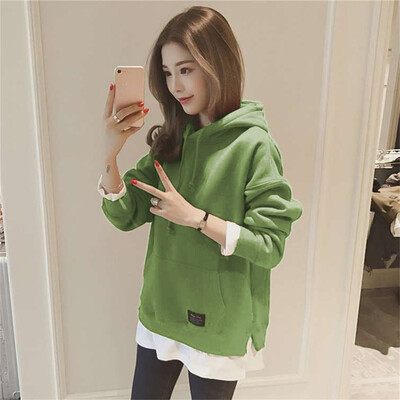 

Tailored Women Loose Patchwork Long Sleeve Hoodie Velvet Pullover Tops Sweatshirt Blouse
