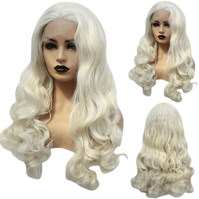 

Gobestart Womens Fashion Front lace Wig Short Wave White Natural Looking Cury Wigs
