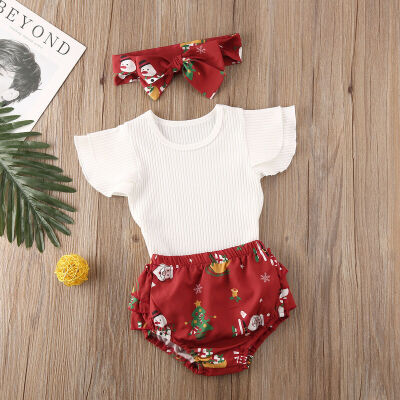 

Christmas Sister Matching Kids Baby Girl T-Shirt Dress Shorts 3PCS Outfits Clothes
