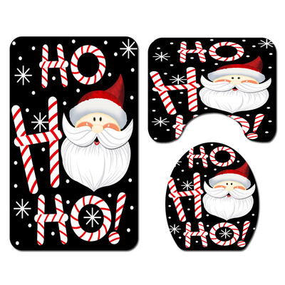 

Siaonvr Santa Christmas Print Toilet Bathroom Mat And Shower Curtain Four-Piece Set