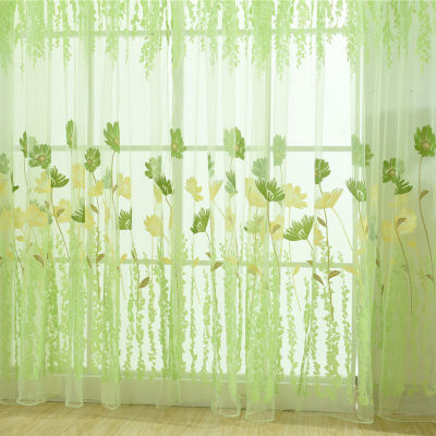 

1PC Window Curtains 1M2M Sheer Voile Tulle for Bedroom Living Room Balcony Kitchen Printed Tulip Pattern Sun-shading Curtain