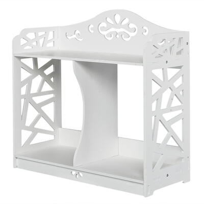

Simple Carved Book Shelf White Wooden Plastic Wall Storage Rack