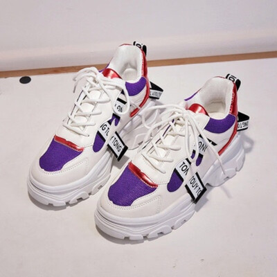 

Women Sneakers 2019 Spring Women Casual Shoes Multi color Thick Sole Ladies Platform Shoes Height Increasing Chunky Shoes