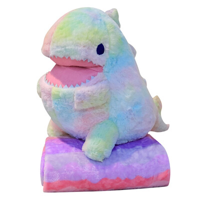 

Gobestart Rabbit Plush Gradient Dinosaur Pillow Air Conditioner Blanket Home Decoration