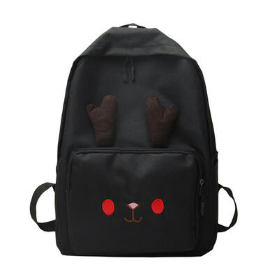 

Deer Horn Decor Totes Women Backpack Large Capacity Zip Nylon Rucksack