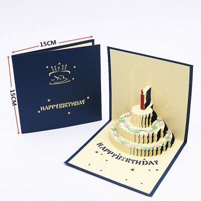 

Happy Birthday Lover Anniversary Invitations Cake 3D Greeting Card Postcard