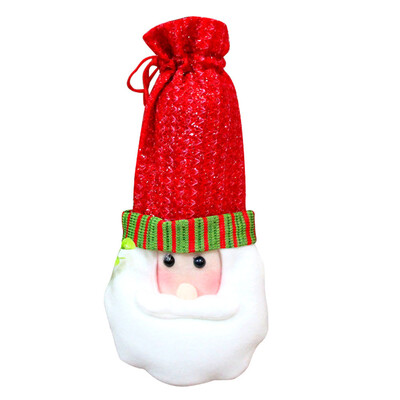 

〖Follure〗Red Wine Bottle Cover Bags Decoration Home Party Santa Claus Christmas